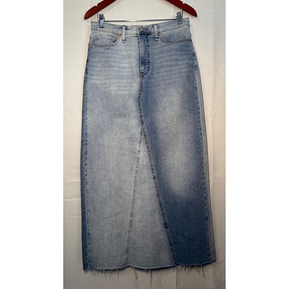 Jessica Simpson Dresses & Skirts - Jessica Simpson Women's Blue Denim Maxi Skirt Size 08Two Tone Frayed Hem